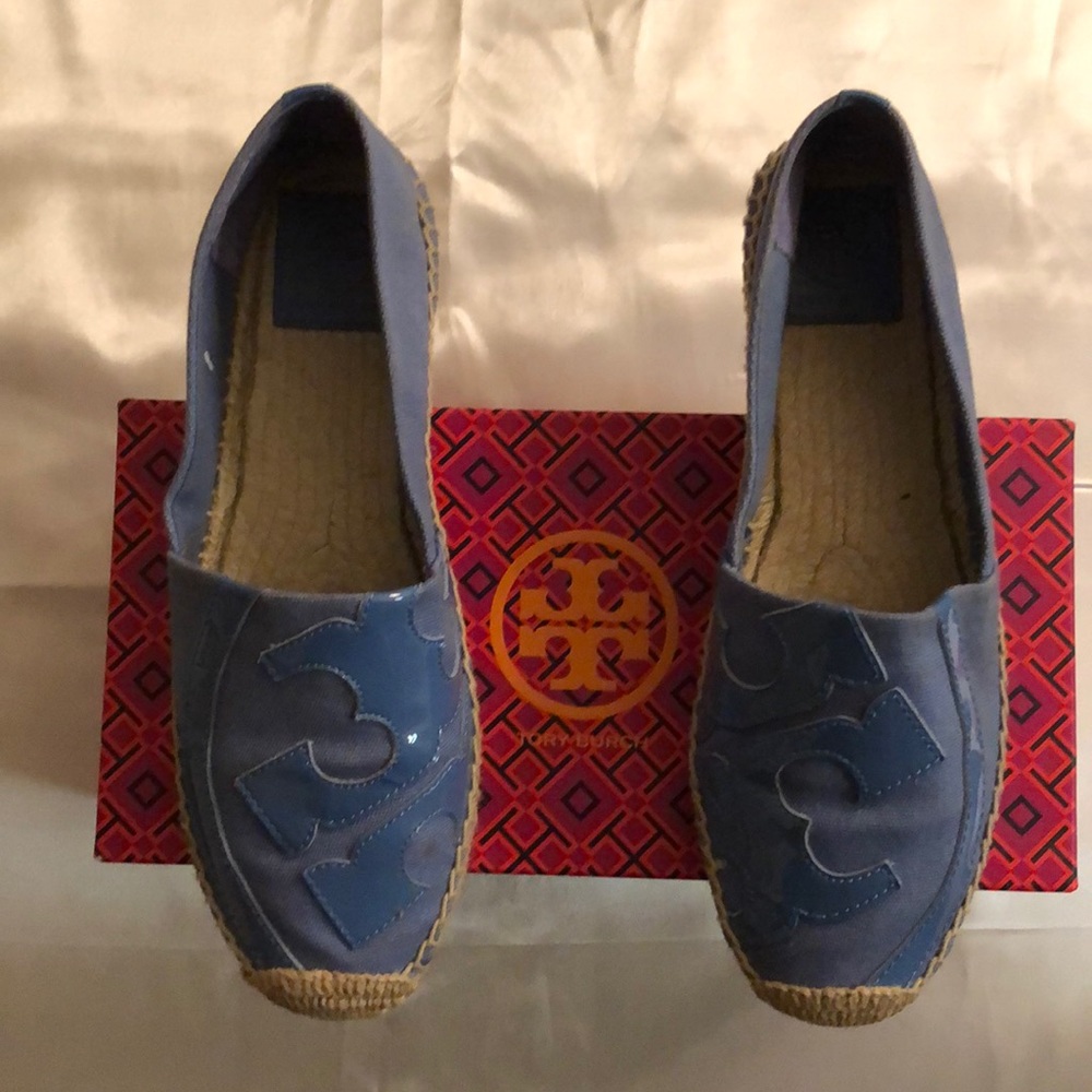 Tory Burch Blue Lonnie Flat Espadrilles Gently Use